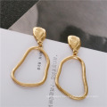 Top Design OEM Women Promotion Gift Pendant Earrings Jewelry Geometric Dangle Simple Gold Copper Alloy Drop Stud Charm Earring